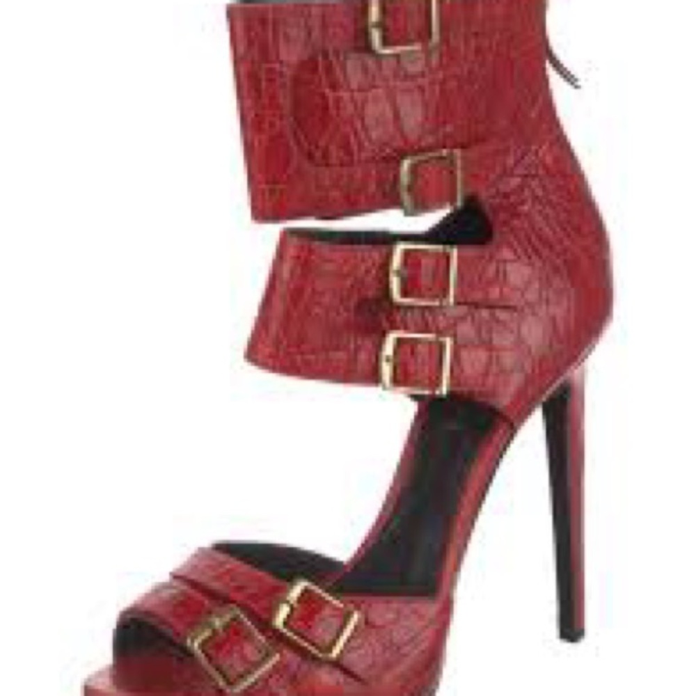 Emilio Pucci Red Croc-Patterned Heels